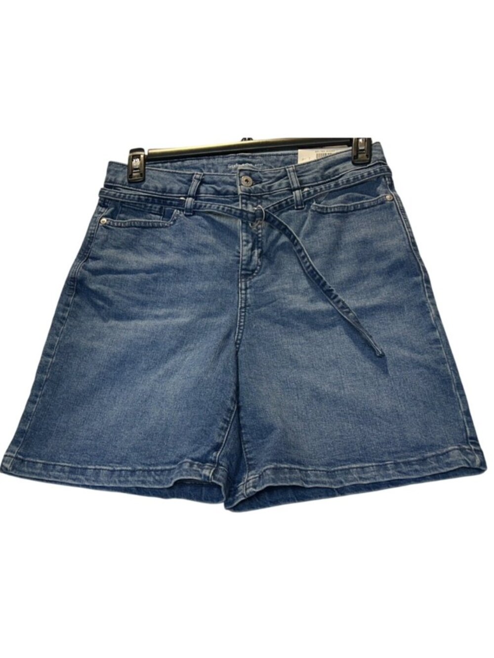 Style & Co Womens Size 10 Belted High Rise Denim Shorts slimming pocket